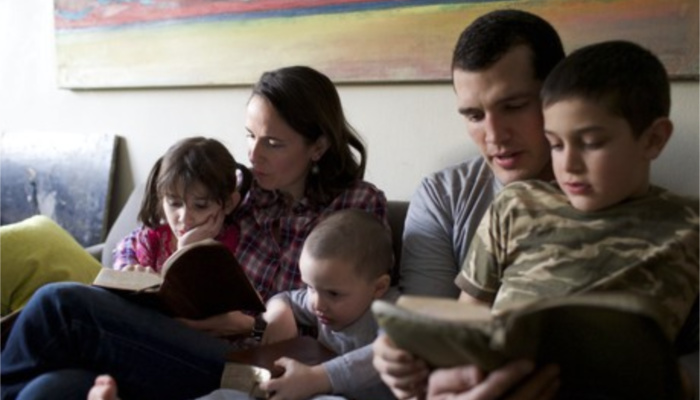 family reading scriptures