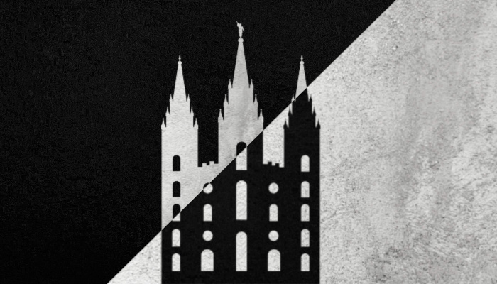 A graphic of a Latter-day Saint (Mormon) temple