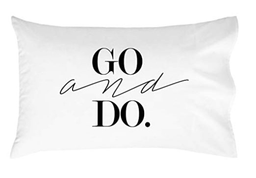 AmazonSmile pillow that says "Go and do."