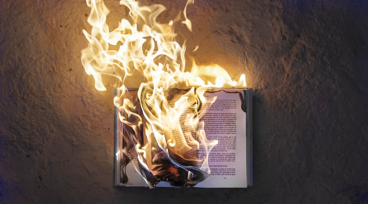 Book burning swearing in literature