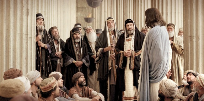 christ and pharisees in the temple