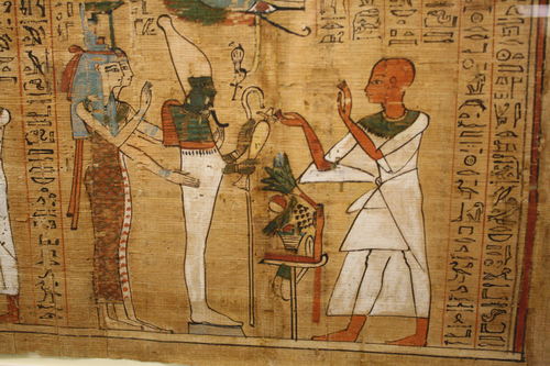 Mormon Ancient Egypt Temples an Egyptian with one hand in cupping shape while the other swears an oath.