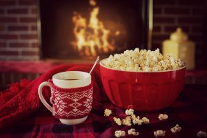 fireplace chocolate popcorn