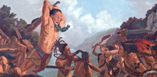 Painting of Lamanite and Nephite battle.
