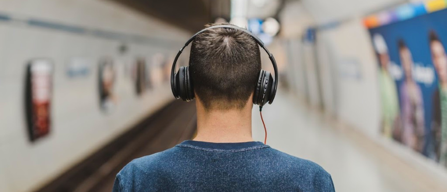 Man wearing headphones.