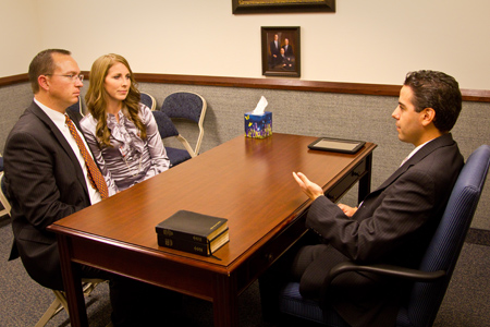 couple in lds bishop's office