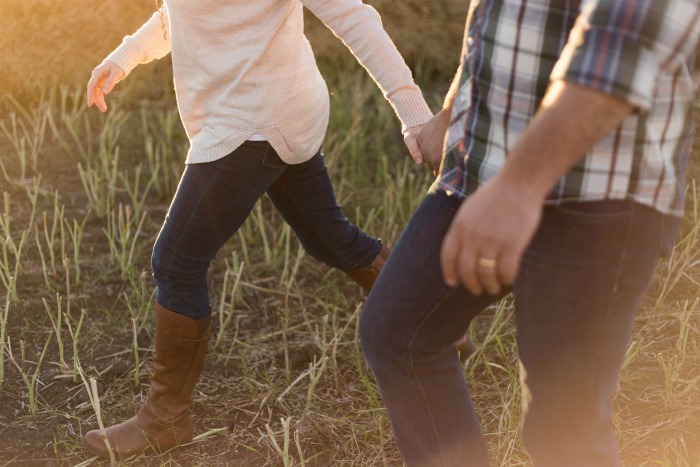 couple walking in countryside