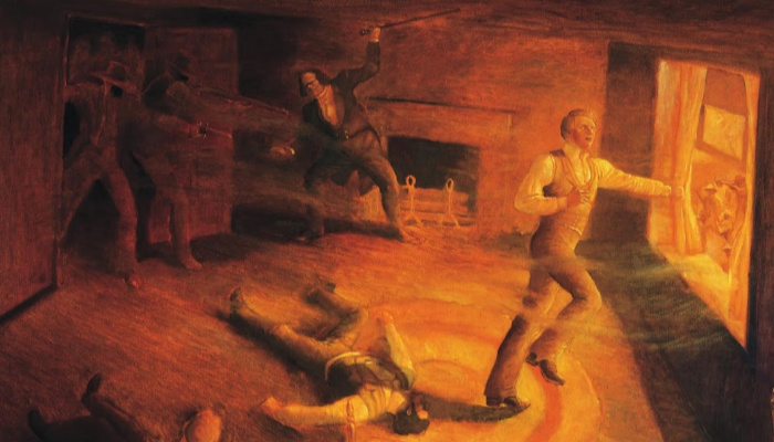 Painting of Willard Richards and Joseph Smith at Carthage jail.
