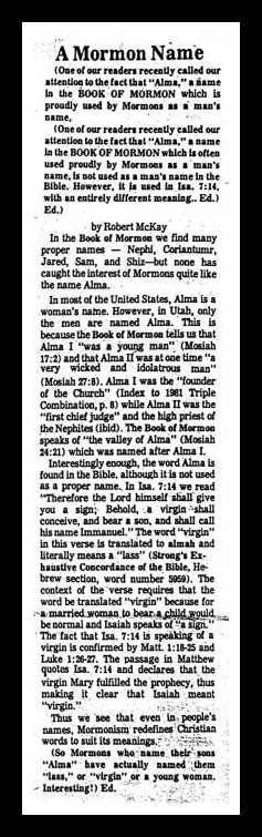 Anti-Mormon article about Alma.