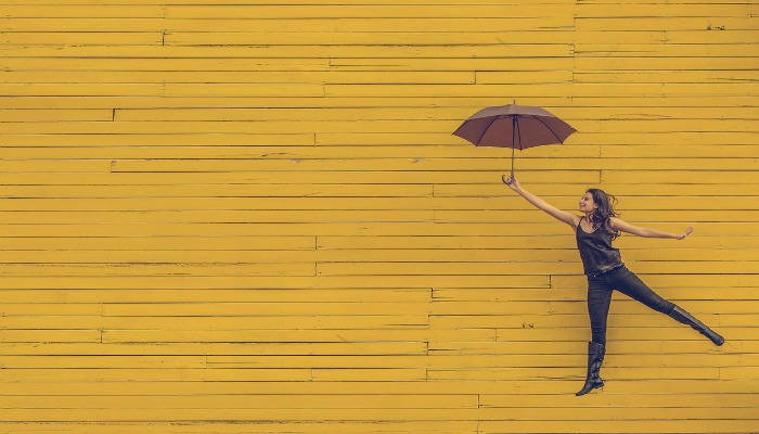 woman joy umbrella