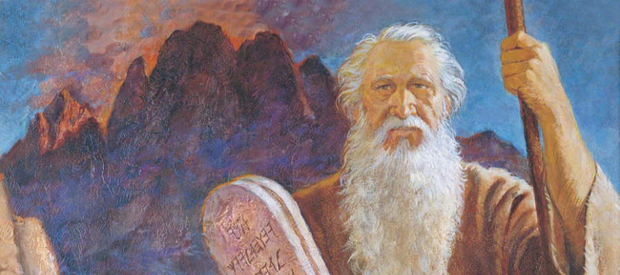 Illustration of Moses and 10 Commandments.