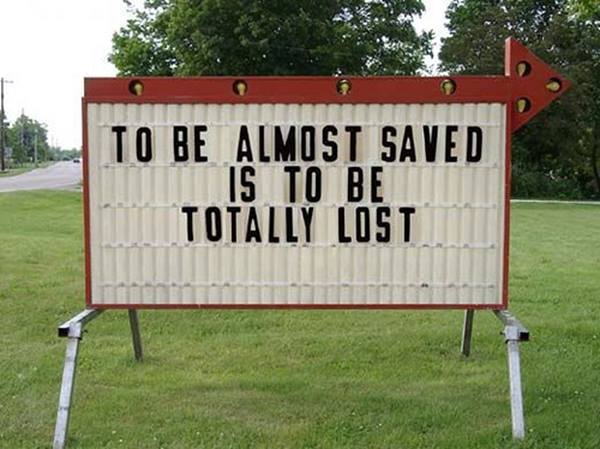 almost saved church sign