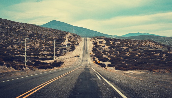 A road in the desert.