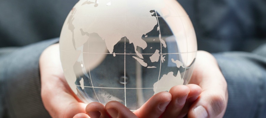 A glass globe representing transfiguration of earth.