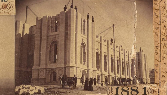 Construction of temple in Utah.