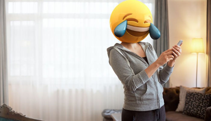 laughing emoji on head