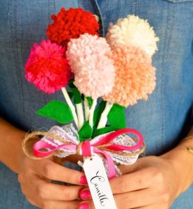 pom pom bouquet for valentine's day