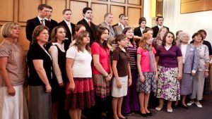 a ward choir singing together