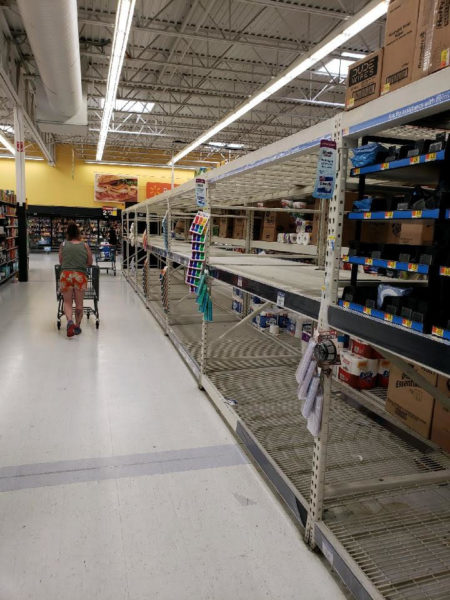 bare shelves at walmart