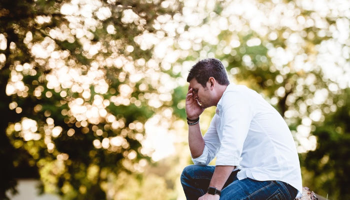 Man thinking out in nature