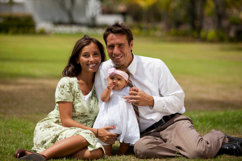 family in Hawaii wearing their sunday best 