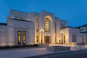 Paris France temple lds in the evening