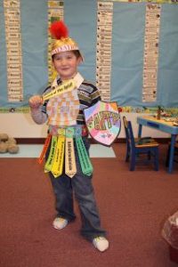 kid wearing the whole armor of god costume for halloween