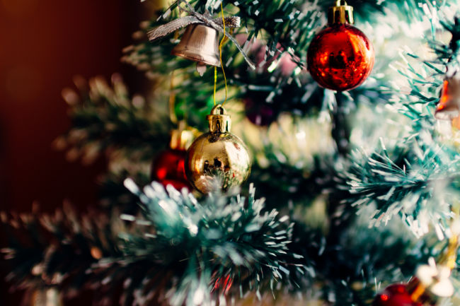 christmas tree with ornaments on it