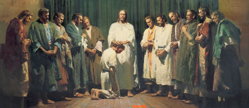 Jesus Christ ordaining His Twelve Apostles during His earthly ministry.